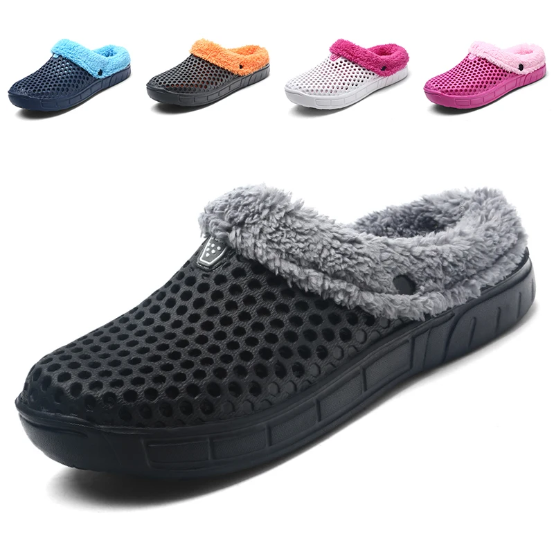 

Домашние тапочки, мужская и женская обувь, Зимняя Теплая обувь, противоскользящие домашние Мягкие Шлепанцы унисекс для пола, искусственная ...