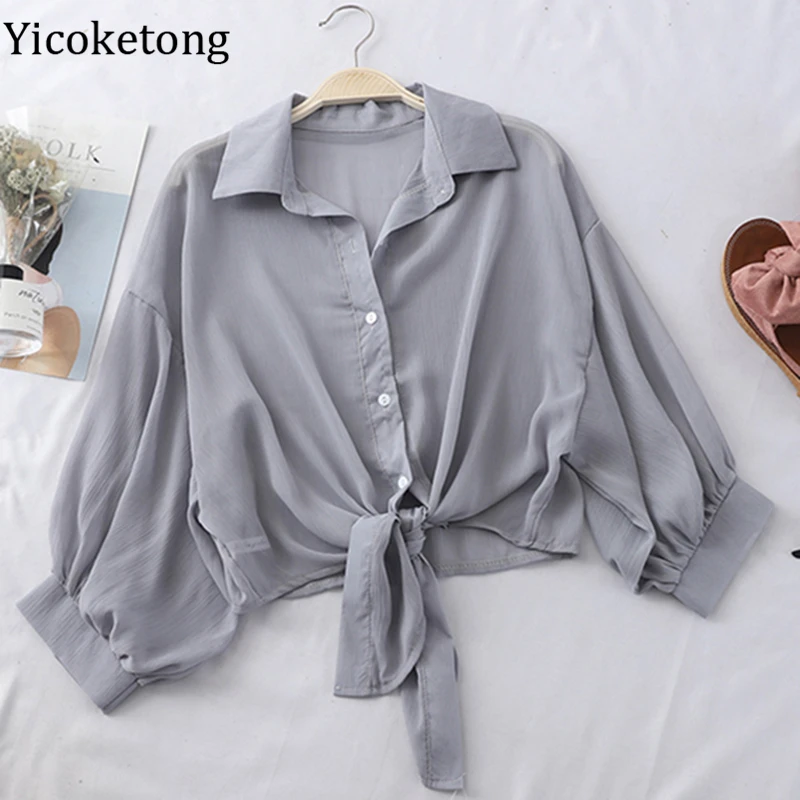 Новинка 2022 модная летняя тонкая шифоновая рубашка женский топ Солнцезащитная