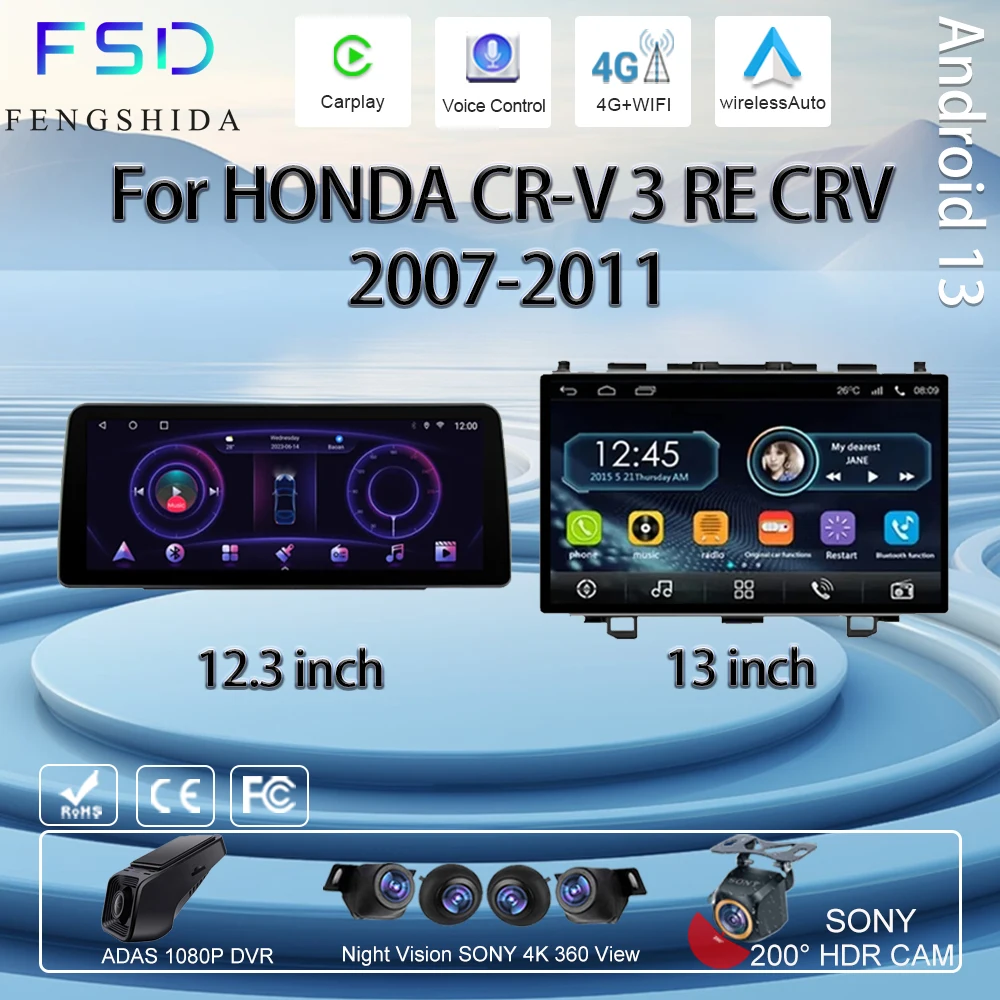 Автомобильный Android для HONDA CR-V 3 RE CRV 2007-2011 Авторадио Carplay GPS-навигация