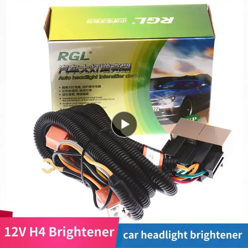 

Relay Wiring Harness Kit Plug And Play H4 Led Headlight Enhancer Bulb Line Ceramic Universal Car Light Bulb Socket Plug