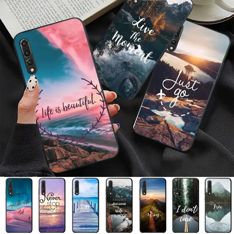 

FHNBLJ Travel Forest Mountain Sea Beach Phone Case for Huawei P30 40 20 10 8 9 lite pro plus Psmart2019