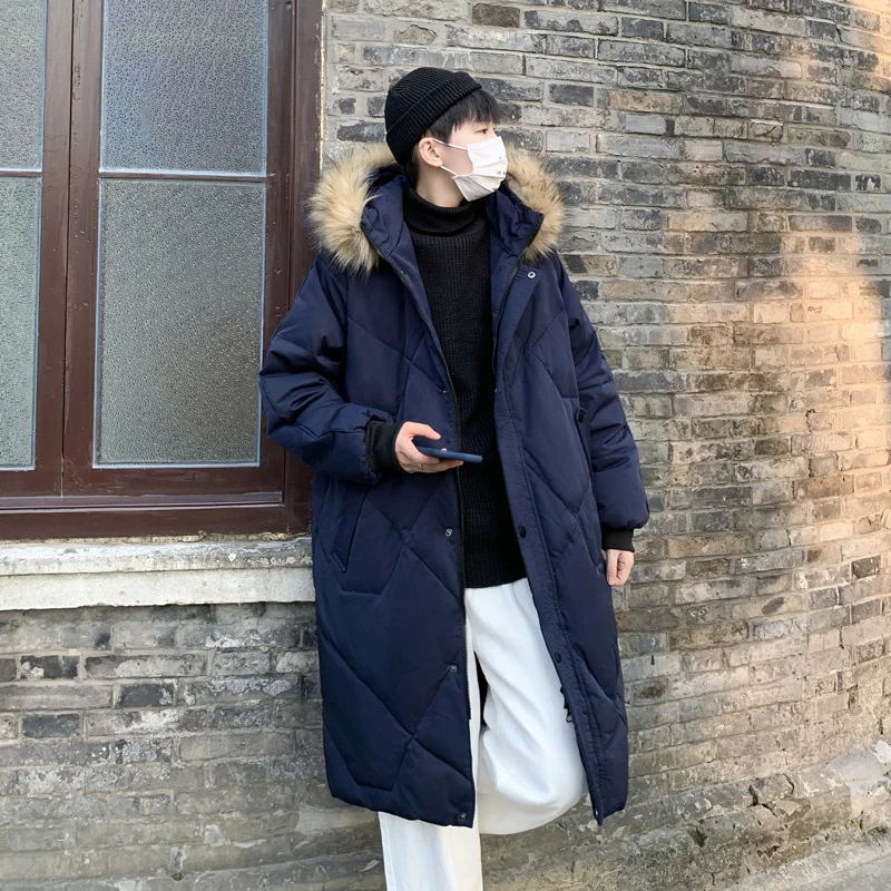 Winter Long Down Jacket Men Warm Fashion Oversize Thick Hooded Coat Men Korean Loose Thicken Jackets Mens Parker Overcoat M-3XL