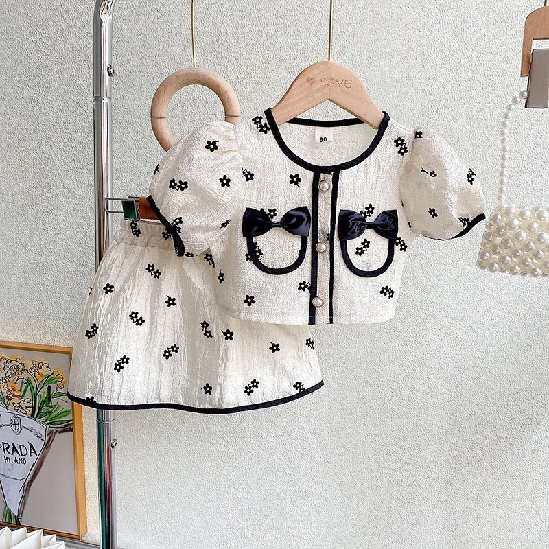 

Girls Clothing Sets Summer Short Sleeve Shirt+skirt Korean Party Clothing Two Piece Children Clothes Suits Toddler Girl Clothes