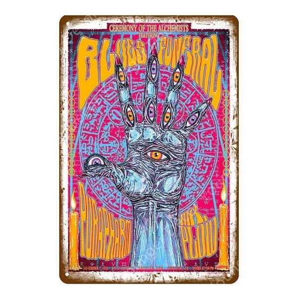 

Retro Rock Roll Poster Country Music Jazz ACDC Metal Signs Vintage Band Party Decor Pub Bar Cafe Club Wall Decoration