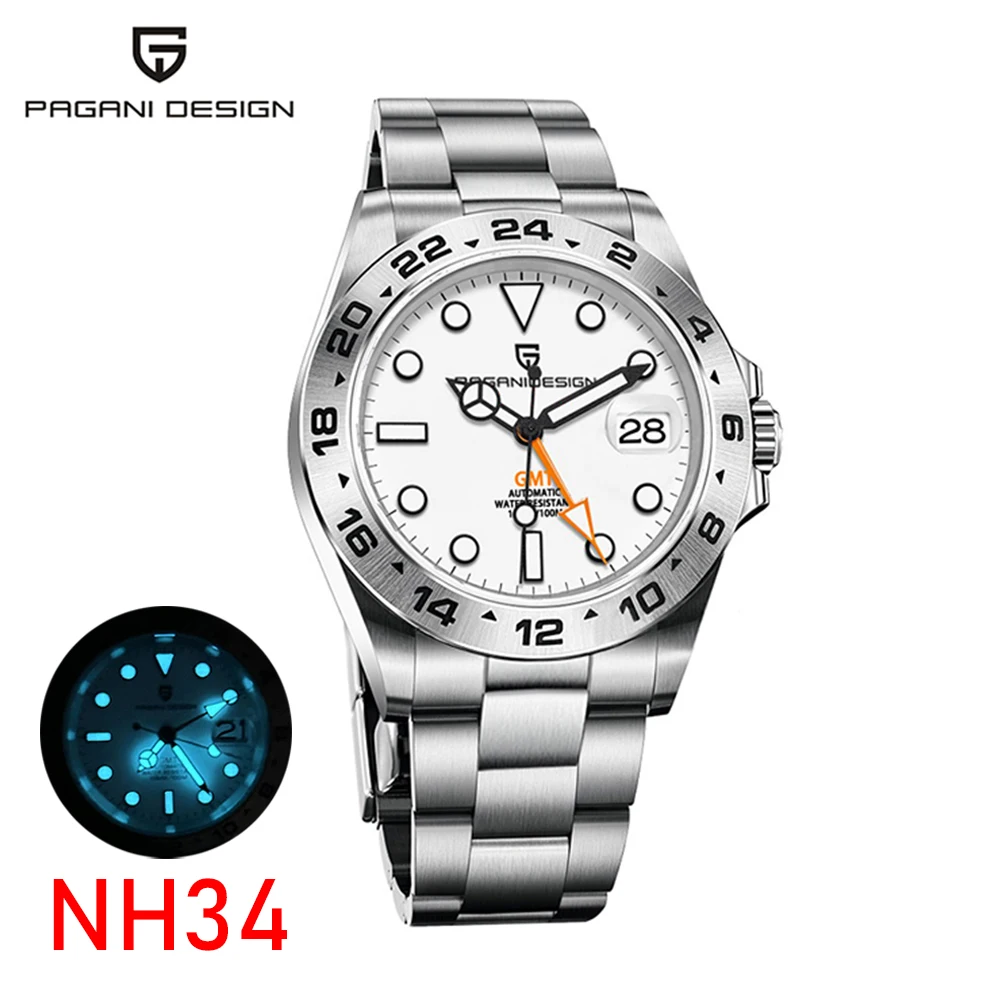 

2023 New NH34 PAGANI DESIGN GMT Men Watch Automatic Mechanical Watches Sapphire Stainless Steel Waterproof AR Clock Reloj Hombre