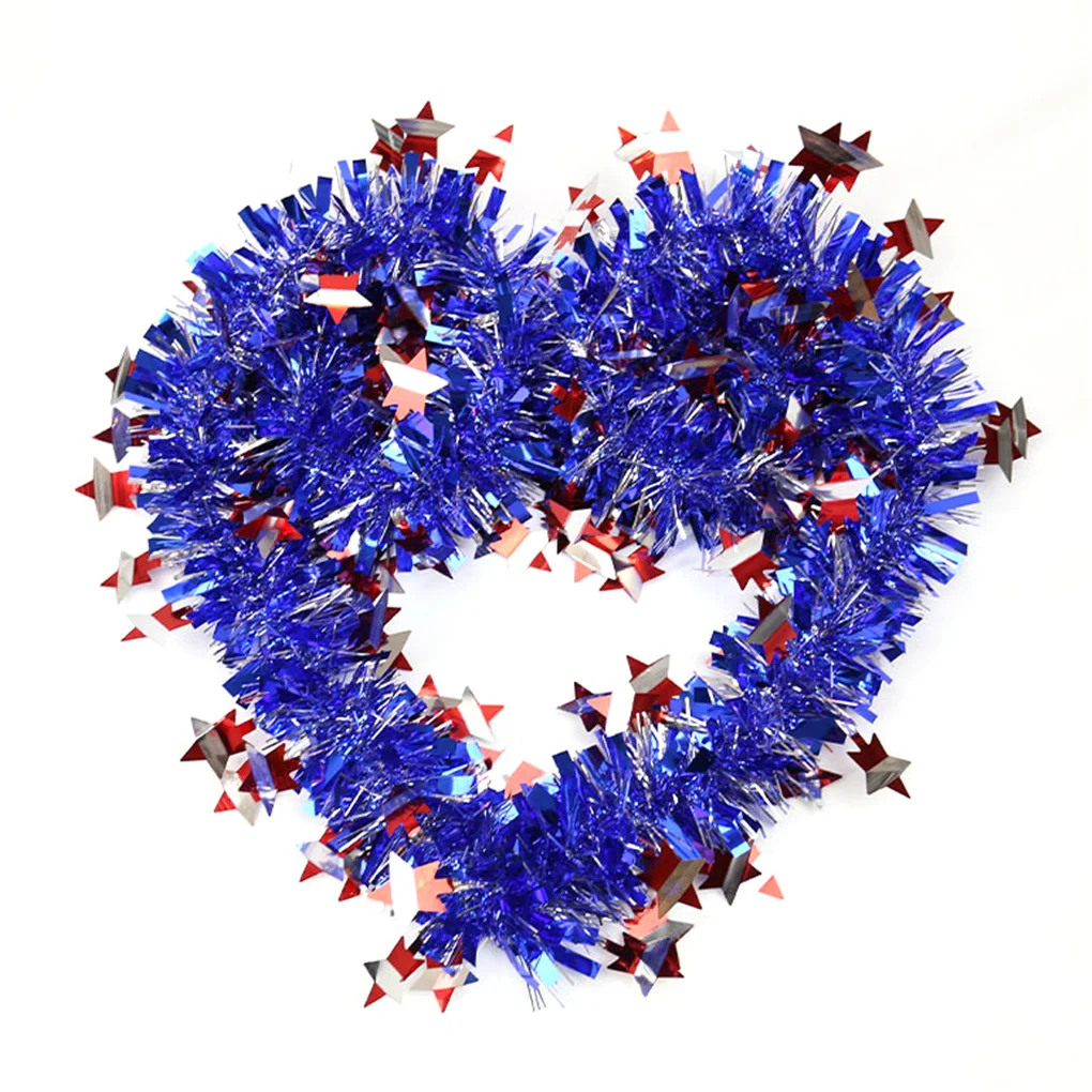 

Independence Day Garland Decoration Colorful Blue White Red Strip Five-pointed Star Memorial Banner