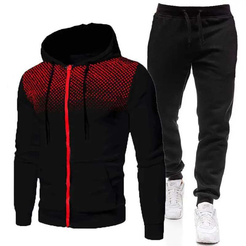 

2023 New Winter Men's Clothing Men Sets Printing Hoodie Set Fleece Zipper Sweatshirt Casual Sport Sweatpants Mens Tracksuits