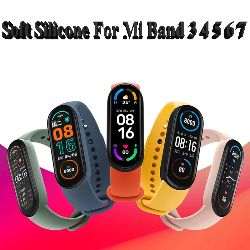 

Ремешок силиконовый для Xiaomi Mi Band 6 5 7 4 3, 3/4