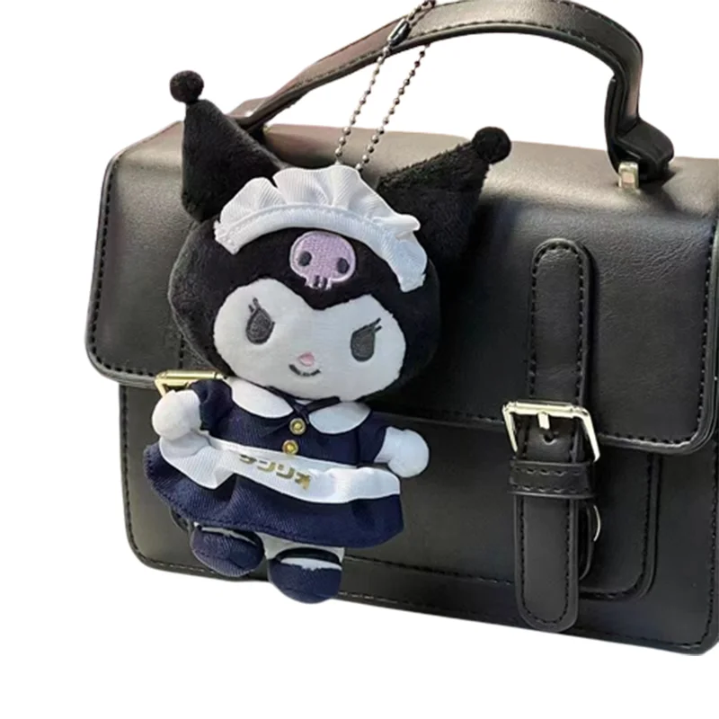 

Подвеска Sanrios Kuromi 10 см, милая мультяшная плюшевая игрушка, служанка, мягкая декоративная подушка, аниме аксессуары, мультяшный брелок