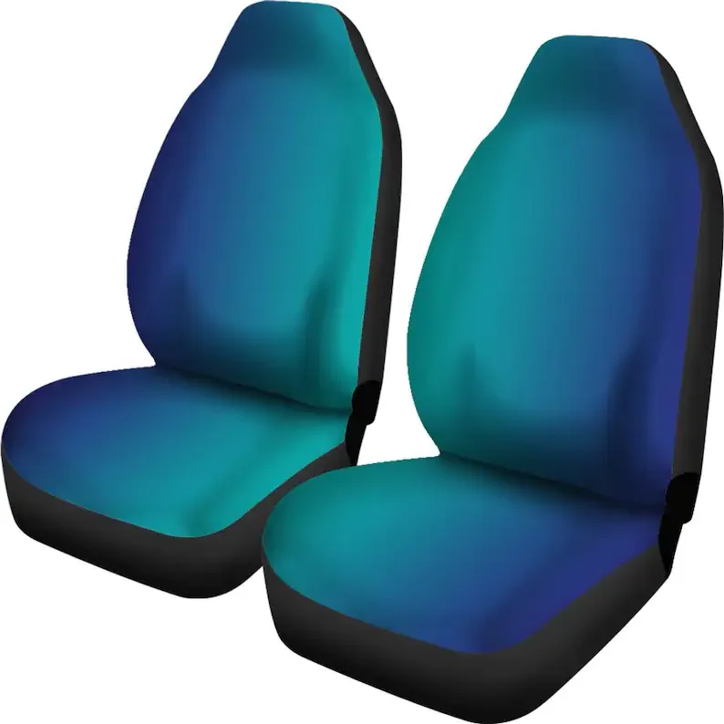 

Ombre Blue Turquoise Seat Covers (Set of 2) Colorful Happy Artistic, Car Accessory, Vehicle Seat Covers Aqua