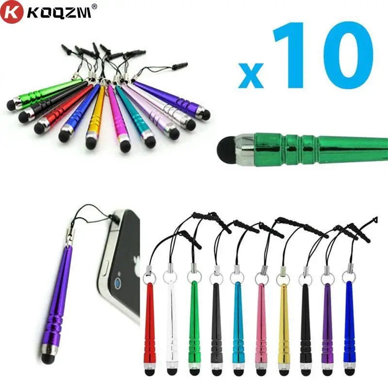 

10Pcs Universal Long Capacitive Screen Touch Pen Stylus for Smart Cell Phones Tablets Pens with Dust Plugs