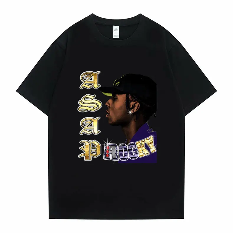 

Awesome ASAP Rocky Portrait Graphic Aesthetics T-shirt Streetwear Unisex Hip Hop Cotton Tee Men Women Fashion Harajuku Tshirt
