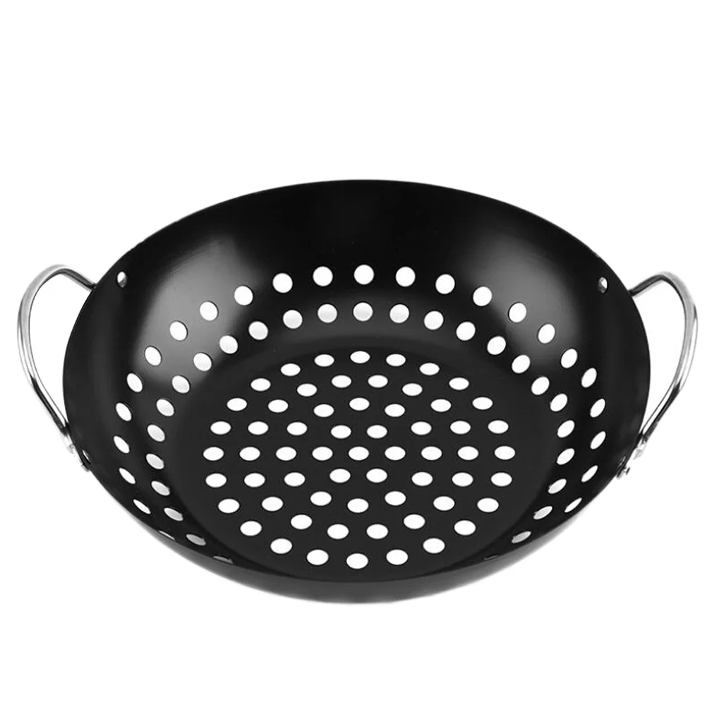 

Grill Bbq Pan Pans Tray Round Non Outdoor Fish Stick Griddle Plate Barbecue Nonstick Grilling Wok Frying
