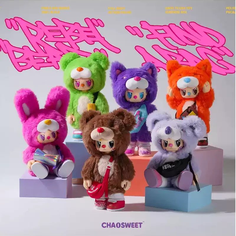 Фото Оригинальная серия ChaoSweet REBEL BEAR BAG: виниловая кукла с подвижными суставами, милая миниатюрная настольная фигурка, коллекционная игрушка, подарок для девочек №2