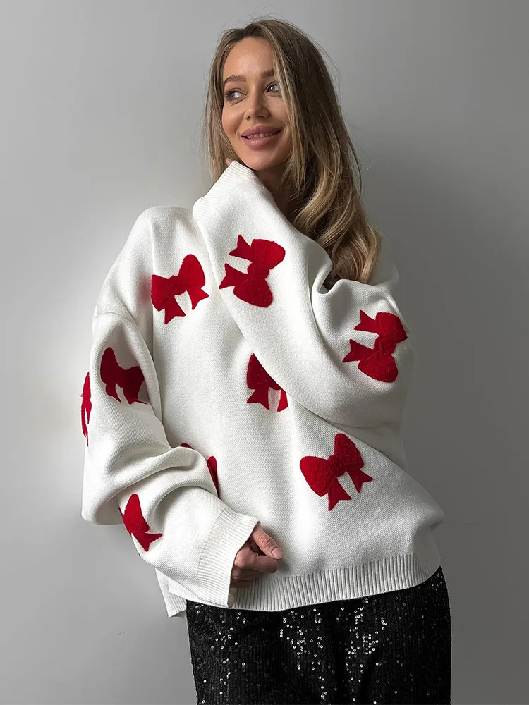 

Женский винтажный свитер с вышивкой и круглым вырезом, Осень-зима