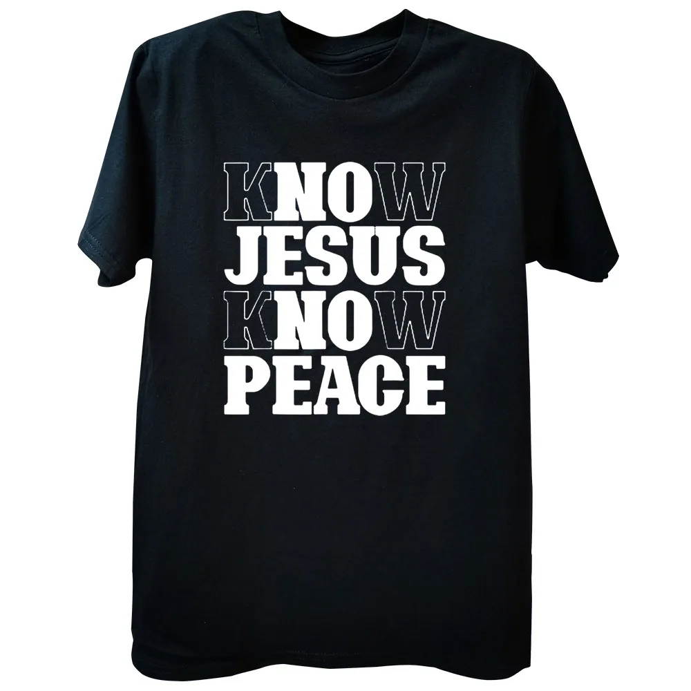 

Know Jesus Know Peace Religion God Christian Gifts T-shirt Faith Prayer Streetwear Short Sleeve Savior Tops Tees Men Clothing