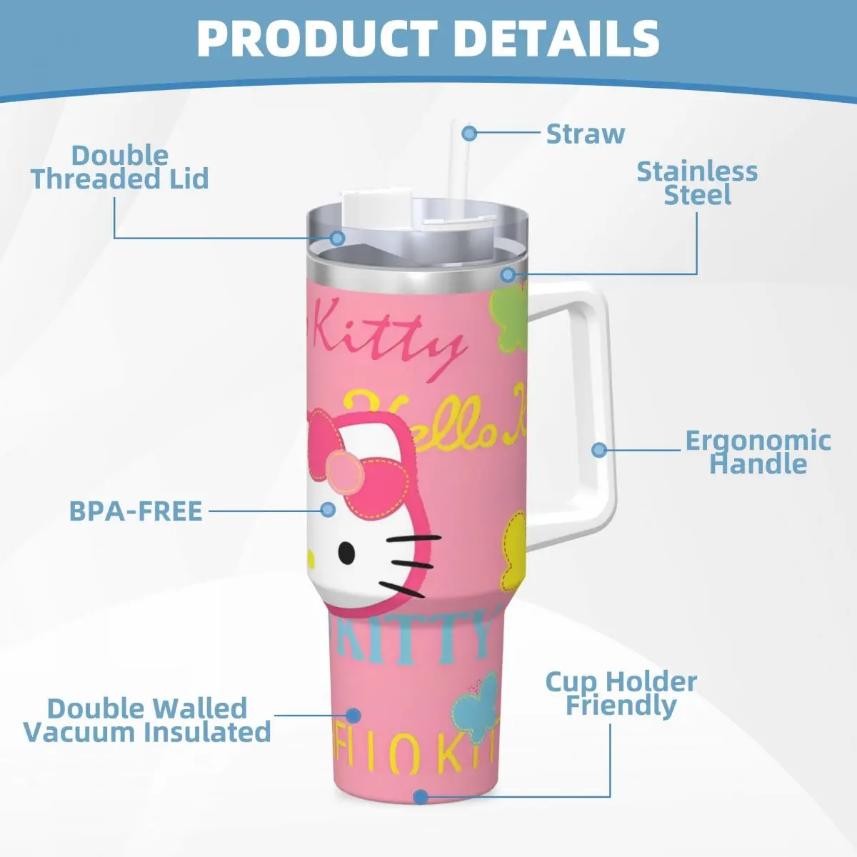 Hello Kitty Miniso Стакан из нержавеющей стали дорожные кружки большая кофейная кружка