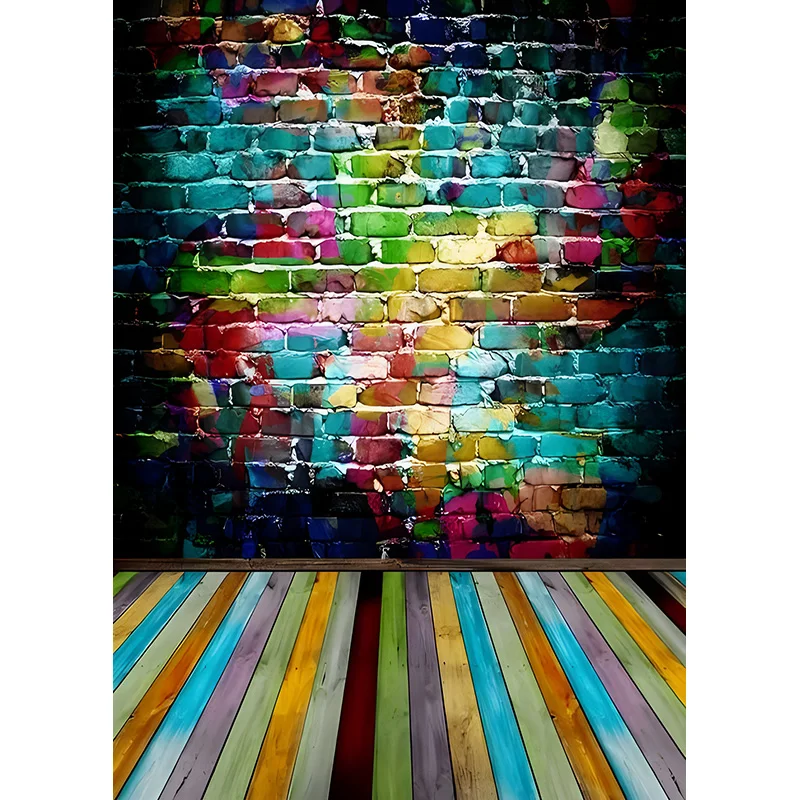 Фон для фотосъемки с изображением кирпичной стены и деревянного пола