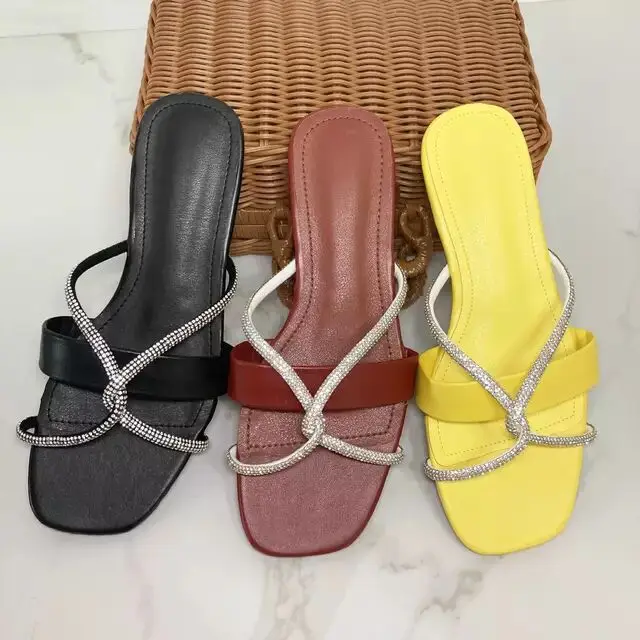 

Large size new slippers flat bottom cross rhinestone women's slippers flip-flops sandals beach casual slippers summer slipper