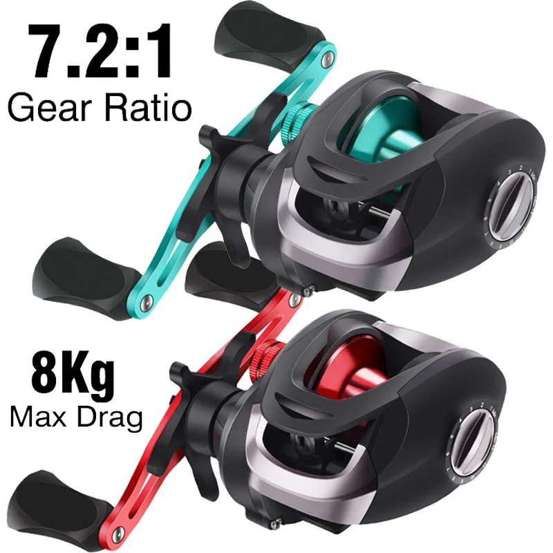 

Baitcasting Fishing Reel 7.2:1 Gear Ratio 10Kg Max Drag Casting Reel for Freshwater Saltwater Fishing