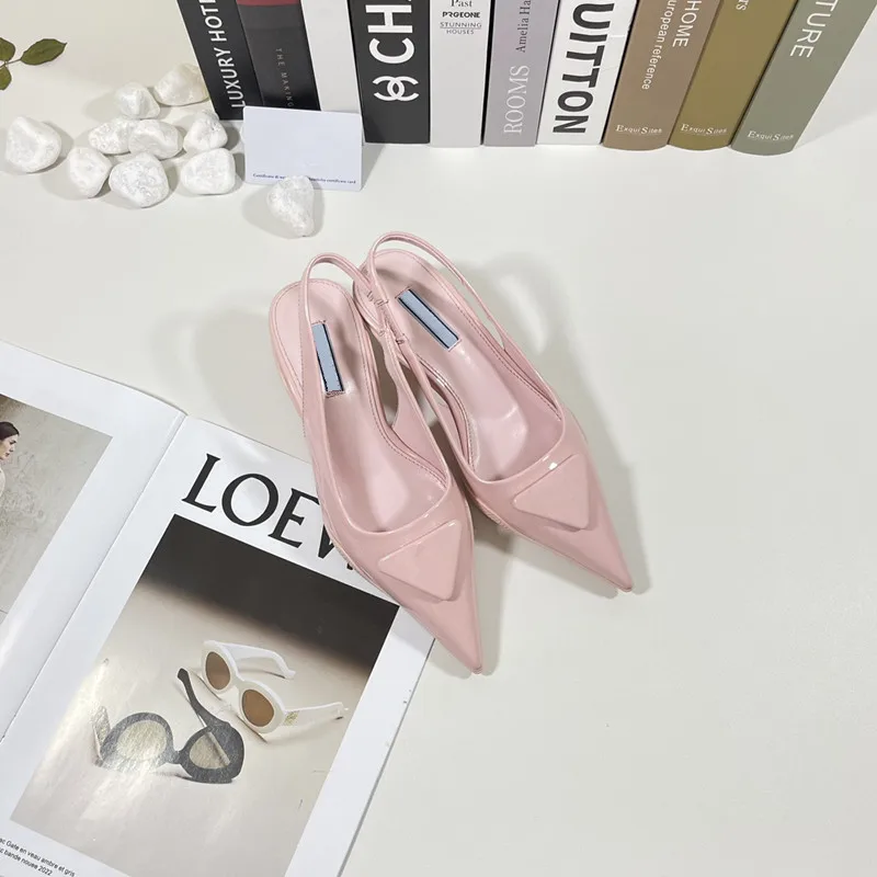 Lacquer Leather Buckle Women's Sandals New Slim Heel Sandals Women's Summer Fashion Designer's One Line Buckle High Heels Women