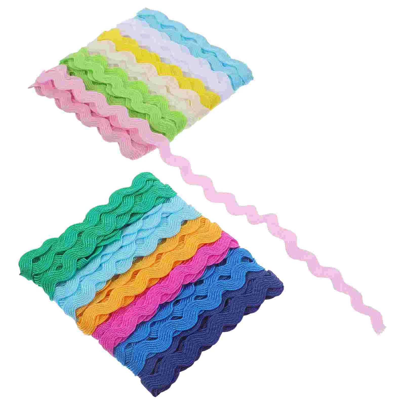 

2 Roll Wave Bending Fringe Trim Ribbon Rick Rack Trims for Clothes Dress Sewing Flower Making Ribbon Craft 8MM
