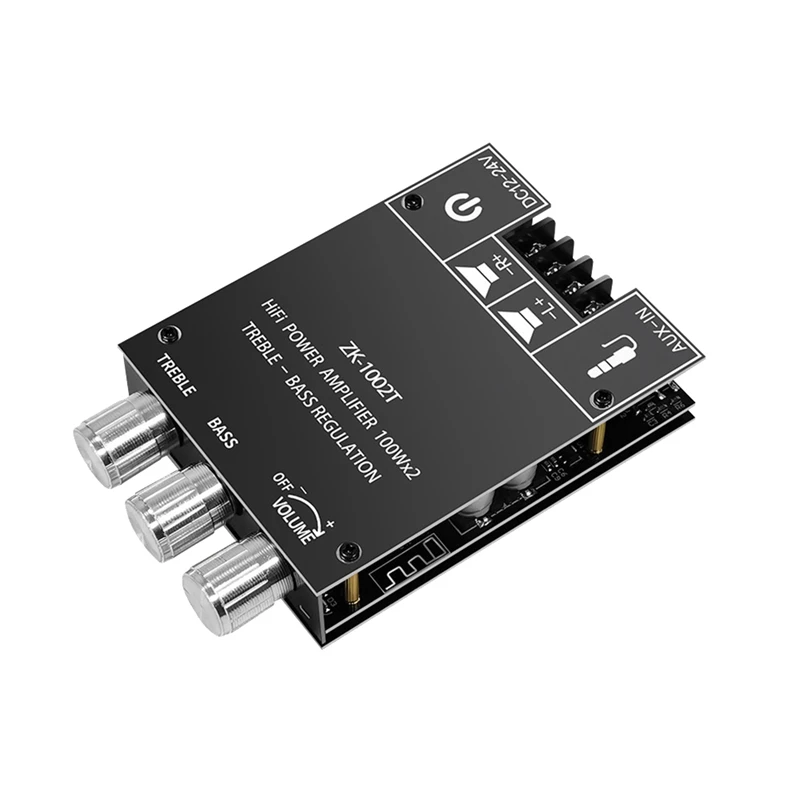 

TPA3116D2 Digital Amplifier Board 100Wx2 High-Bass Adjustment BT5.0 Subwoofer Stereo Amplifier Board DC12-24V ZK-1002T