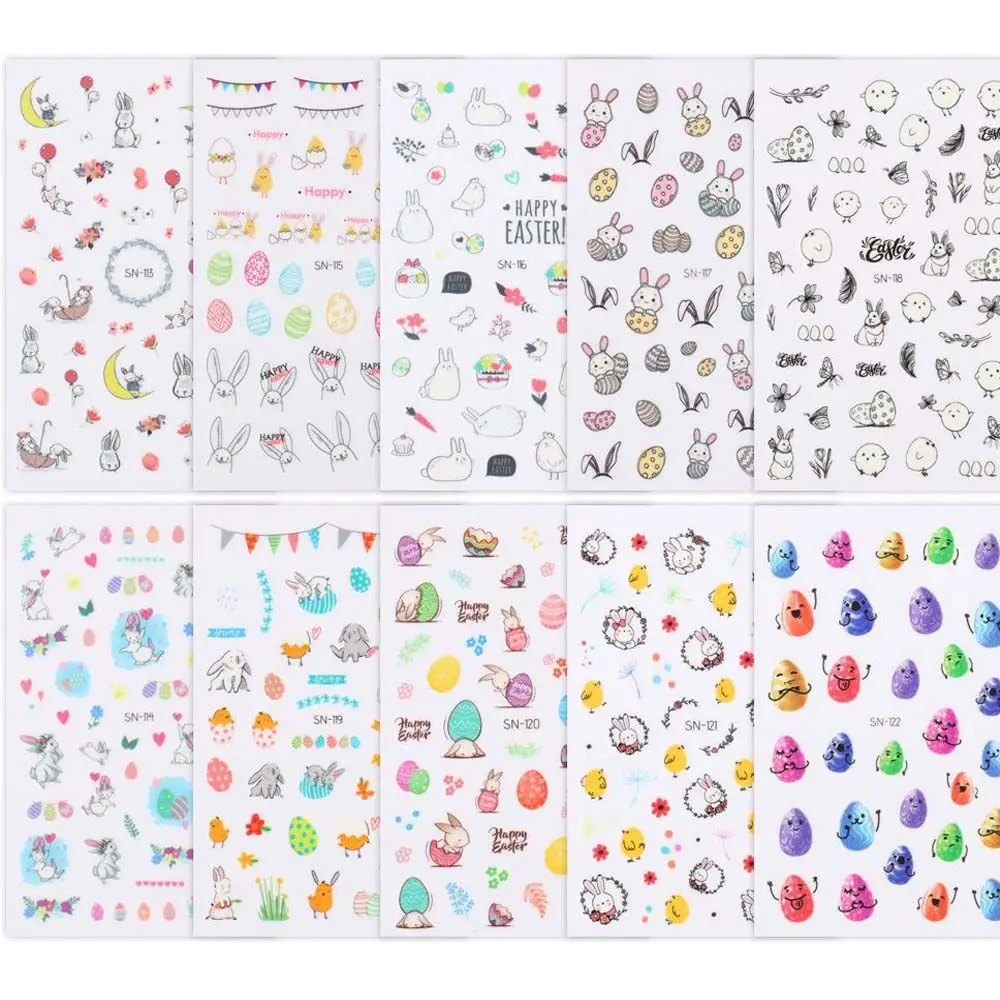 1 шт. пасхальные светящиеся наклейки для ногтей kawaii Egg Rabbit цветные Переводные