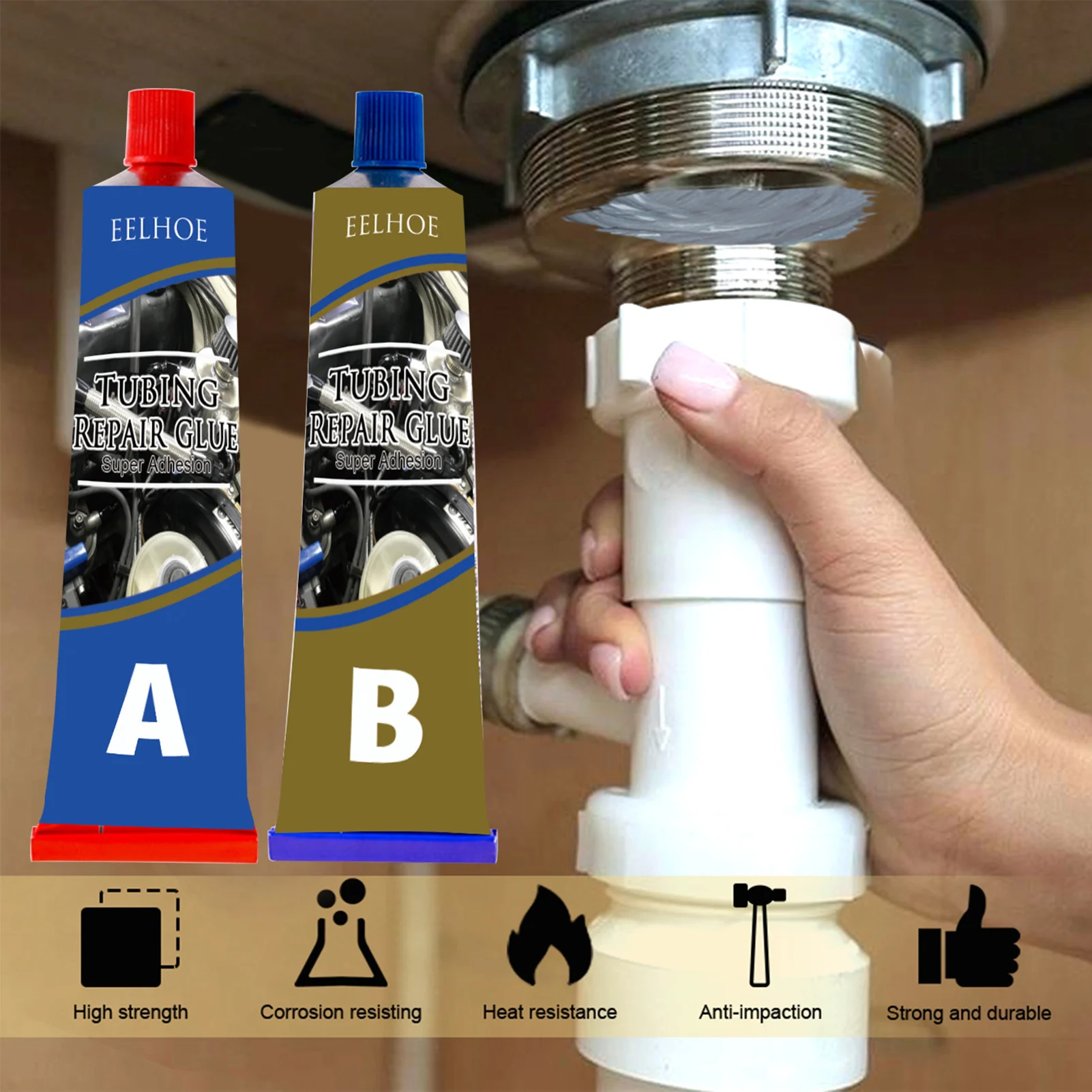 

Powerful Metal Repair Agent Heat Resistant Cold Weld Paste Welding Glue A And B Adhesive Gel Casting Agent Tools