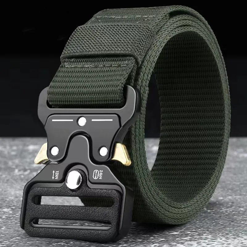 

Men's Belt Army Alloy Belt Tactical Military Nylon Waist Belts Quick Release Hunting Training Strong Metal Buckle Police Mens