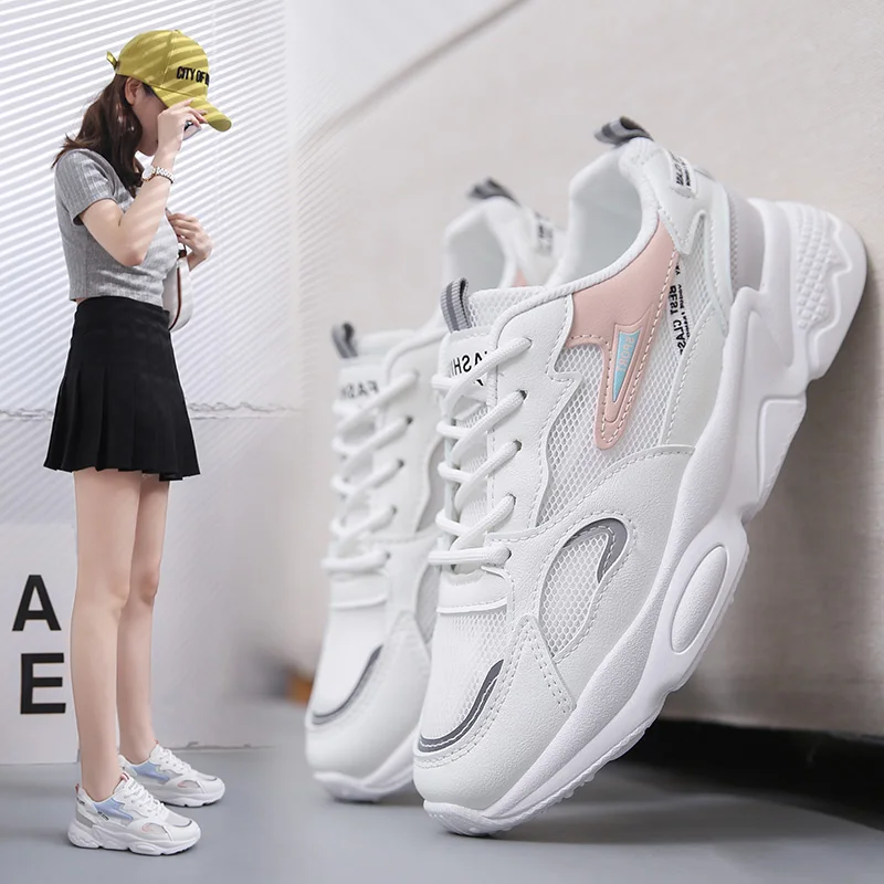 

Spring Summer Mesh Breathable Platform Sneakers Women Shoes Thick Bottom Chunky Mixed Colors Dad Shoes Casual Korean Vulcanize