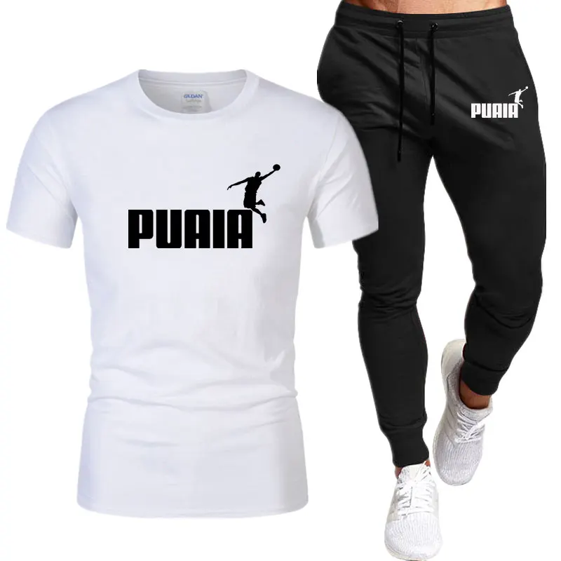 

2023 New Summer T-shirt Set Synthetic Comfortable Cool Men's Fitness Brand T-shirt Pants Clothing Set