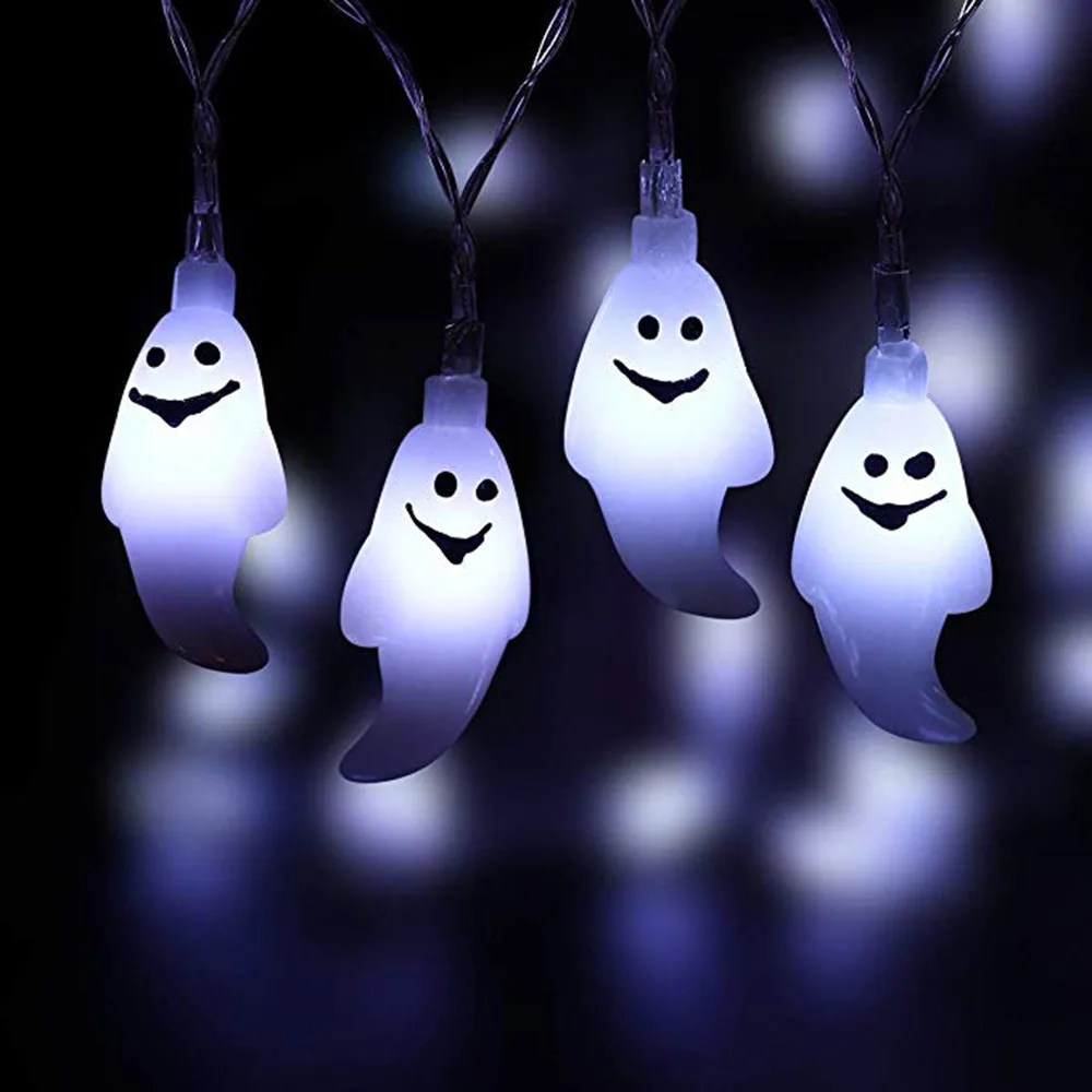 New product LED ghost lamp String Halloween Ghost Festival funny decoration lamp 20LED battery small color lamp Cosplay GL106