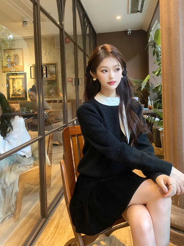 Juicecola Design Sense облегающий свитер с галстуком-бабочкой на шнуровке корейский