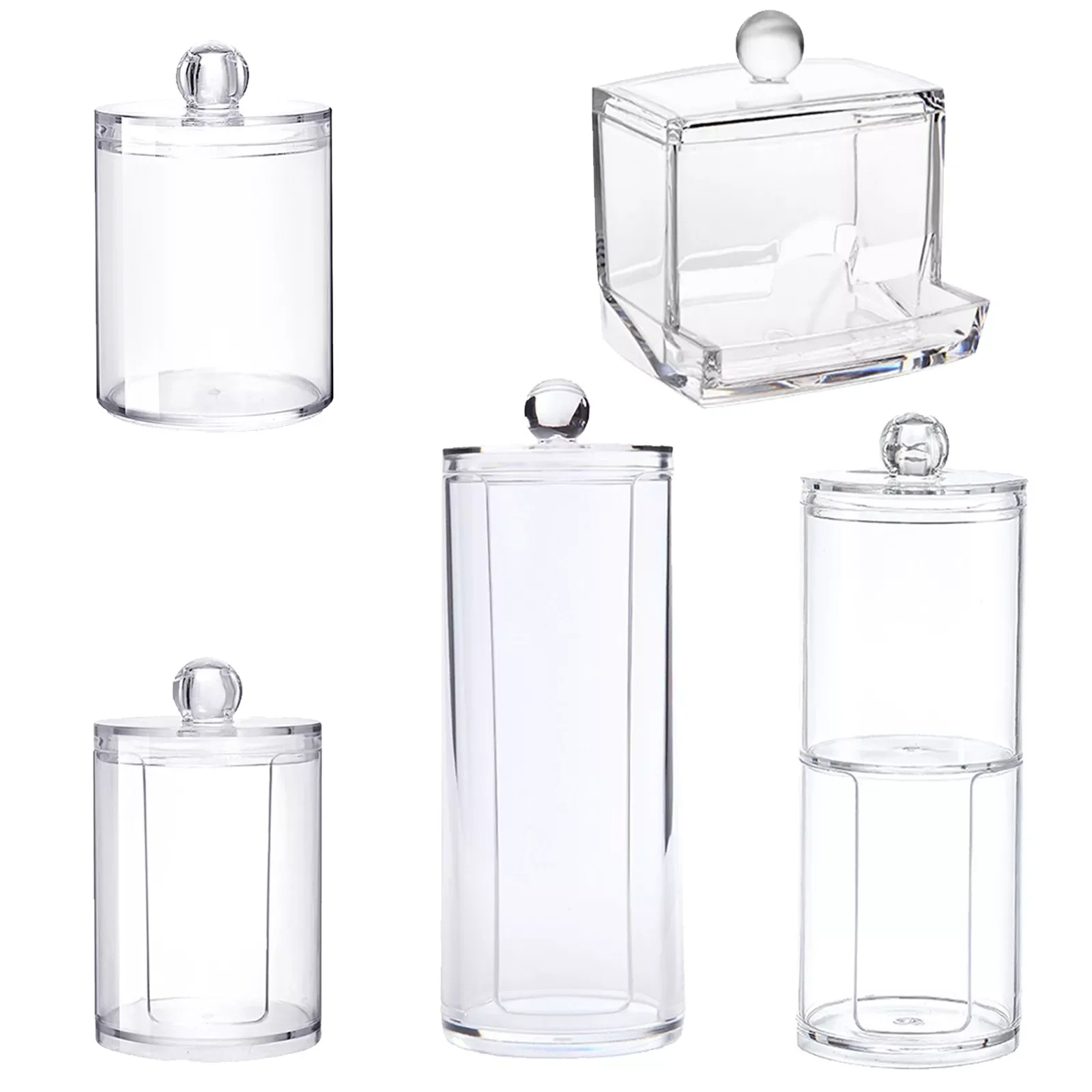 

20222022Acrylic Makeup Organizer Cotton Swabs Container Cosmetic Makeup Cotton Pad Organizer Jewelry Storage Box Lipstick Organi