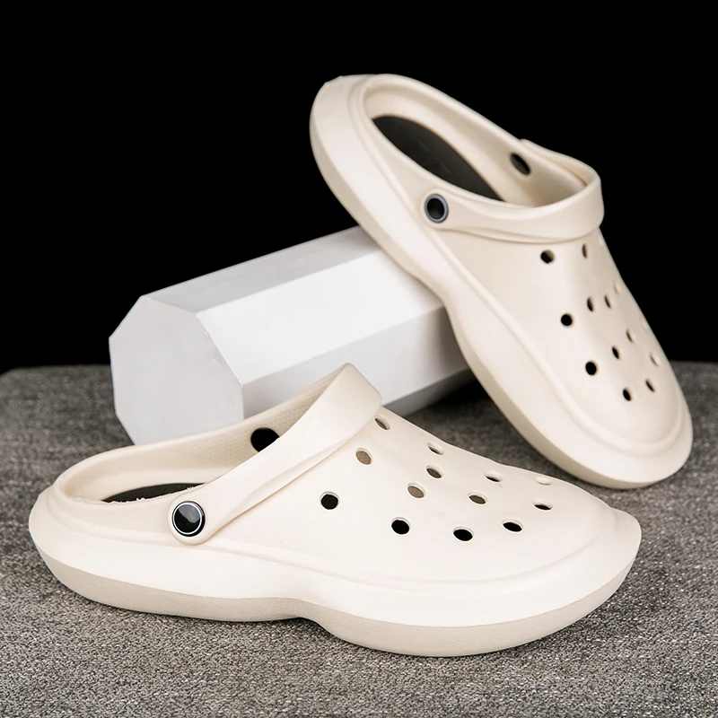 

Summer New 2022 Solid Thick Soled Rubber and Plastic EVA Non-slip Slippers Soft Comfortable Hole Shoes Garden Clogs Shoes 44/45