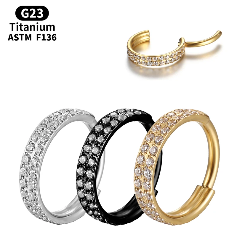

Piercing Titanium Septum Hinge Segment G23 Cartilage Crystal Nose Rings Hoop Tragus Earrings Women Industrial Helix Body Jewelry