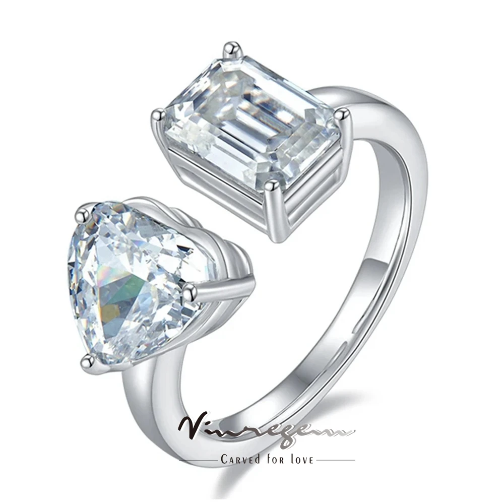 

Женское Открытое кольцо с изумрудом, в виде сердца