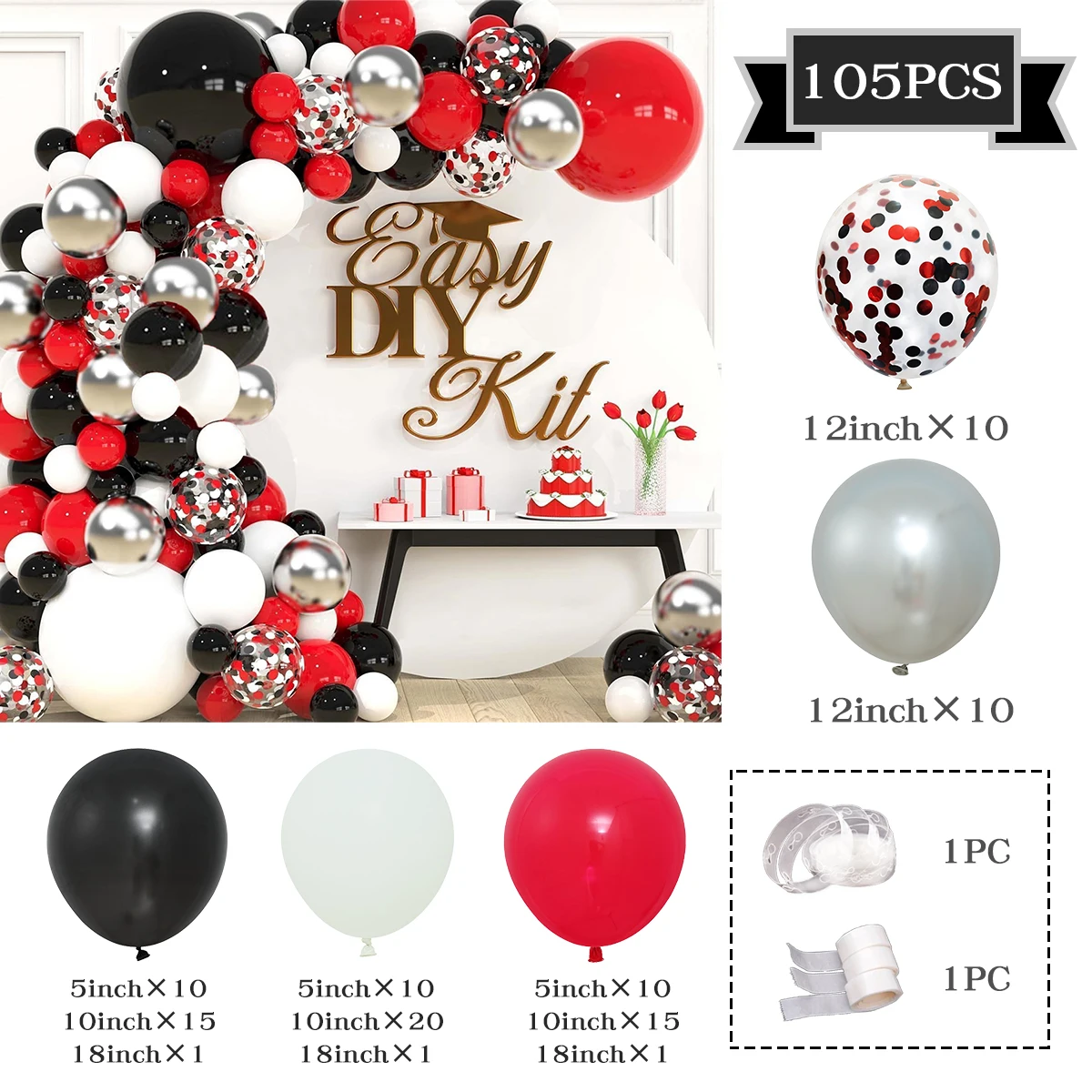 

Красный черный набор воздушных шаров Globos