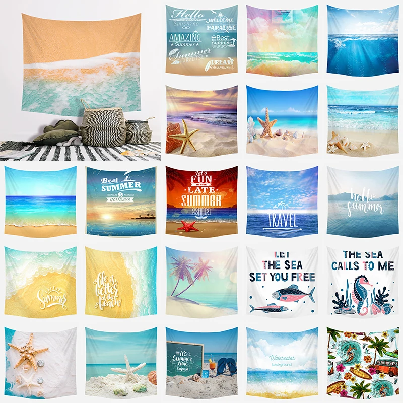 

Tapestries Big Tapestry Trippy For Bedroom Blue Summer Beach Wall Hanging Blanket Living Room Bedroom Art Décor