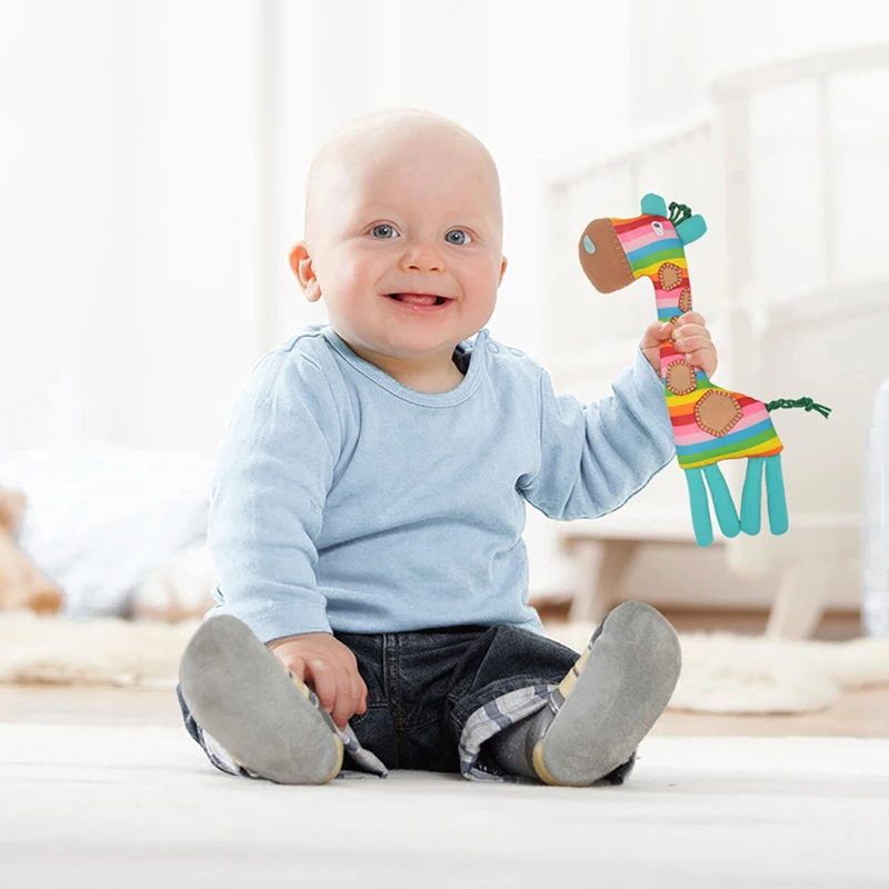 

Детский подарок, милый жираф, развитие радуги, мягкая плюшевая игрушка, высокое качество, практичная безопасность для детей