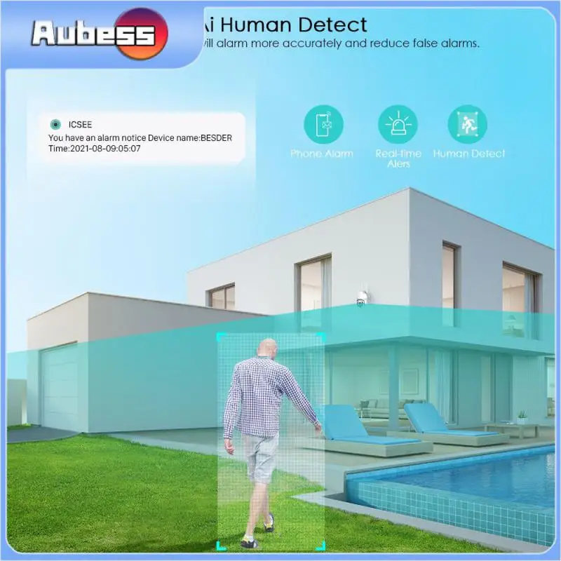 

Камера видеонаблюдения с ИИ-датчиком присутствия, цветным ночным видением, Wi-Fi, Ip-камера 5 Мп, беспроводная Ptz-камера с 5-кратным цифровым зумо...