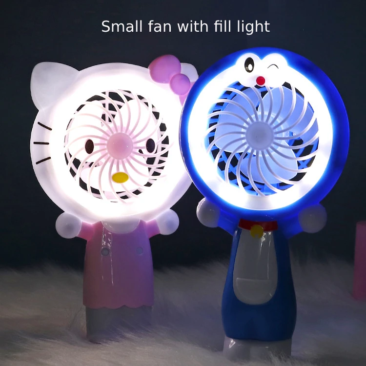

Kawaii Sanrios KT cat Cartoon Mini Portable Fan USB Rechargeable Night Light Cooling Handheld Fan Student Outdoor Travel Gift