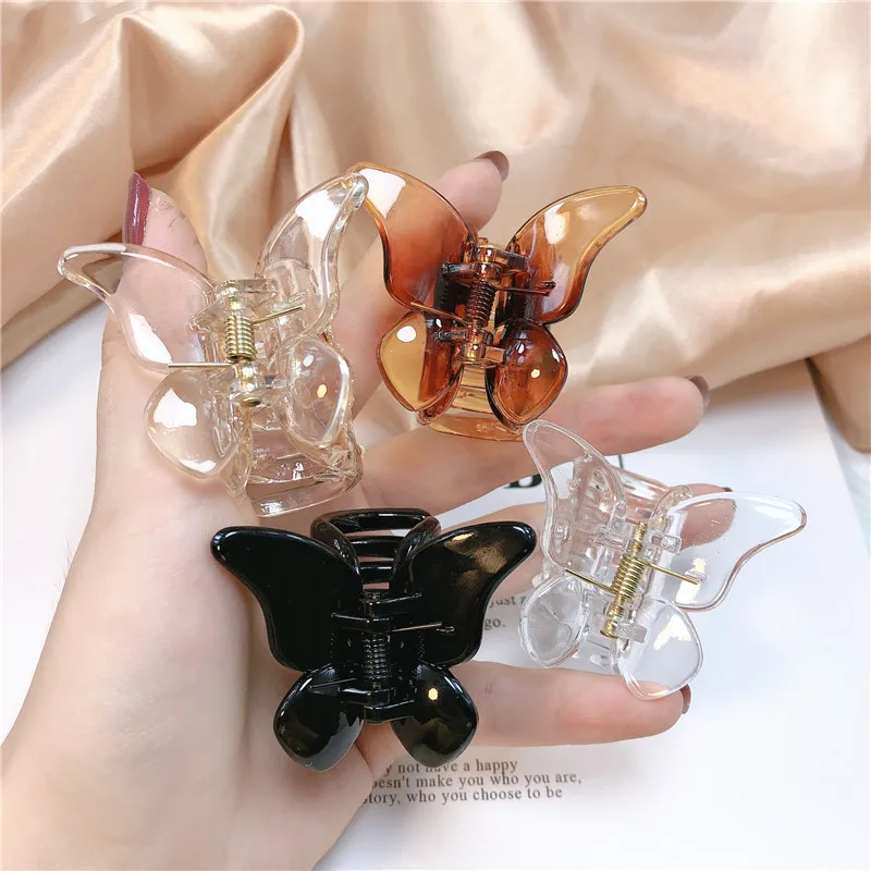 

2022 Hot Sale Mini Butterfly Hair Claw Crab Clips Headwear 1PC Korean Style Women Girls Fashion Transparent Butterfly Hair Claw