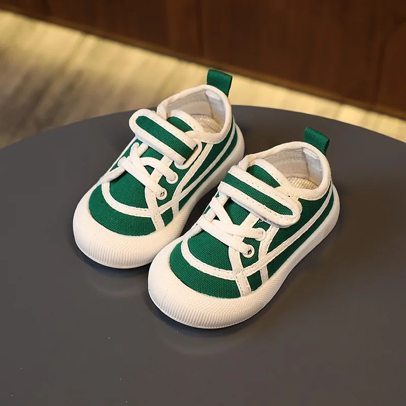 

CAPSELLA KIDS Autumn Boys Breathable Canvas Shoes Fashion Sneakers For Children Girls Hook & Loop Flat Casual Shoes Size 21-26