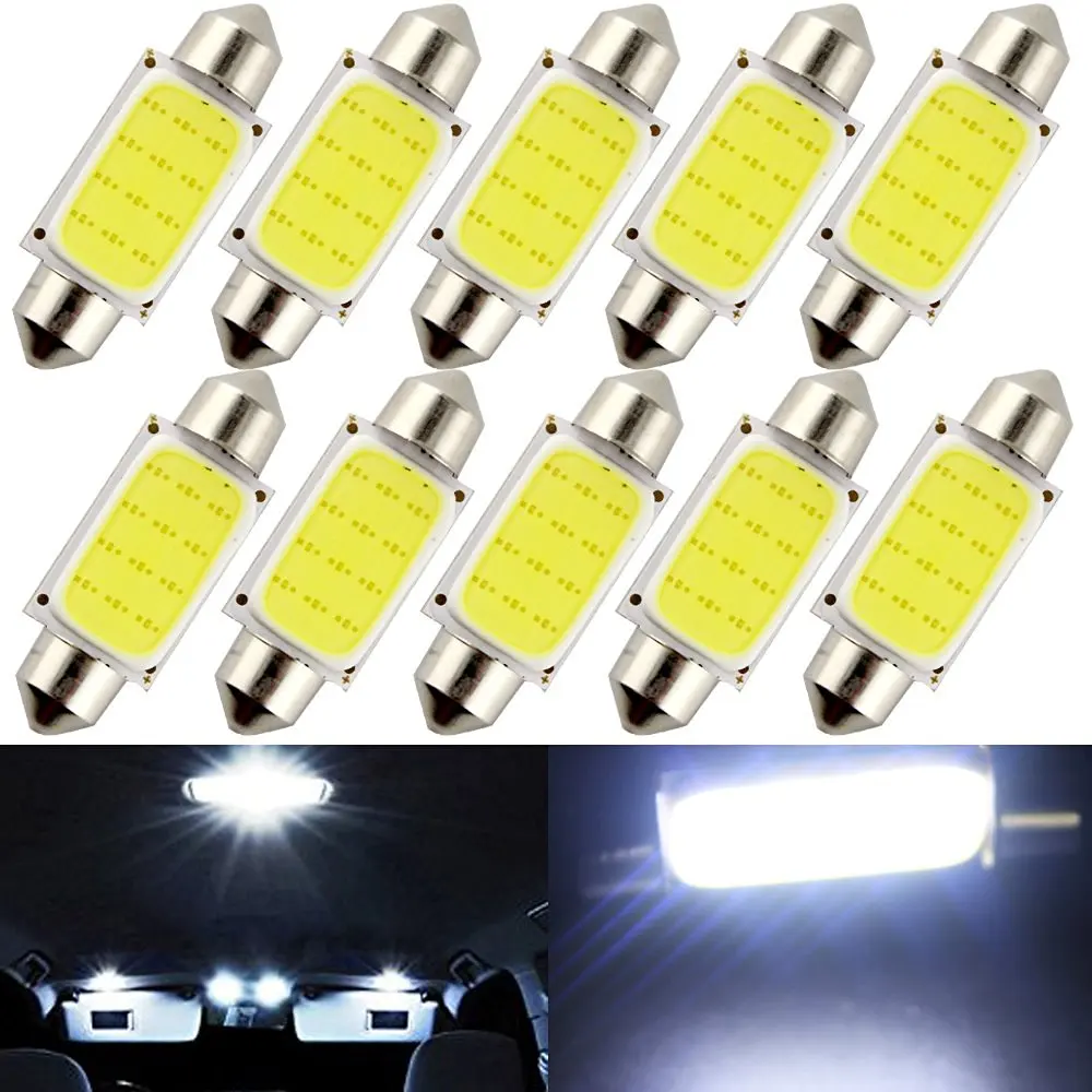 10pcs/lot 31mm 36mm 39mm 41mm COB C5W Festoon Dome Light Interior LED 1.5W 12-SMD DC12V Car LED Lights Bulbs Reading Lamp