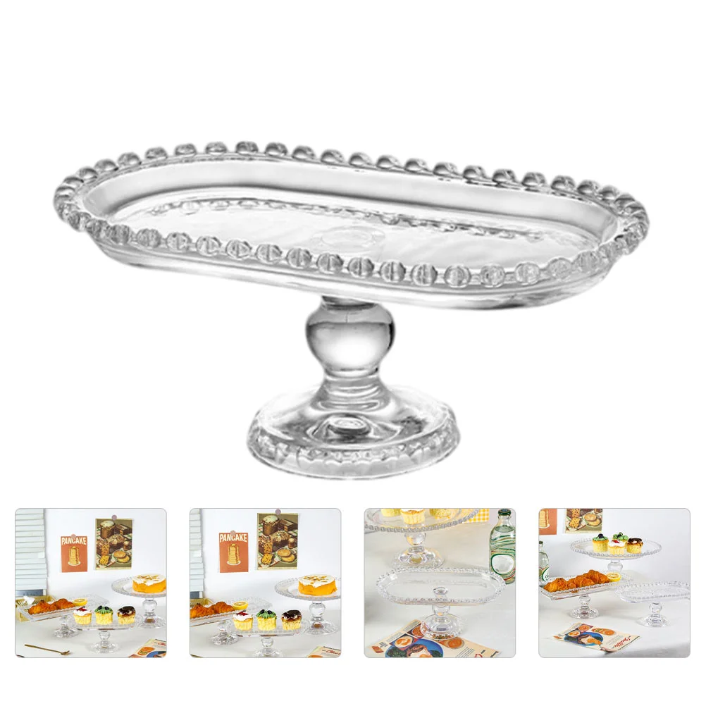 

Dessert Tray Decor Transparent Fruit Snack Plate Cake Pan Fruits Serving Crystal Glass Dishes