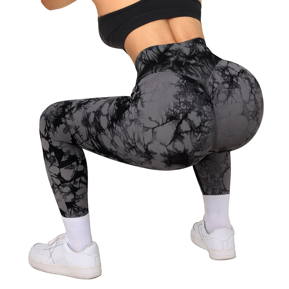 Yoga Pants Seamless Fitness Gym High Waist Classic Leggings Push Up Sports Workout Tie-Dye Printed Women Legging