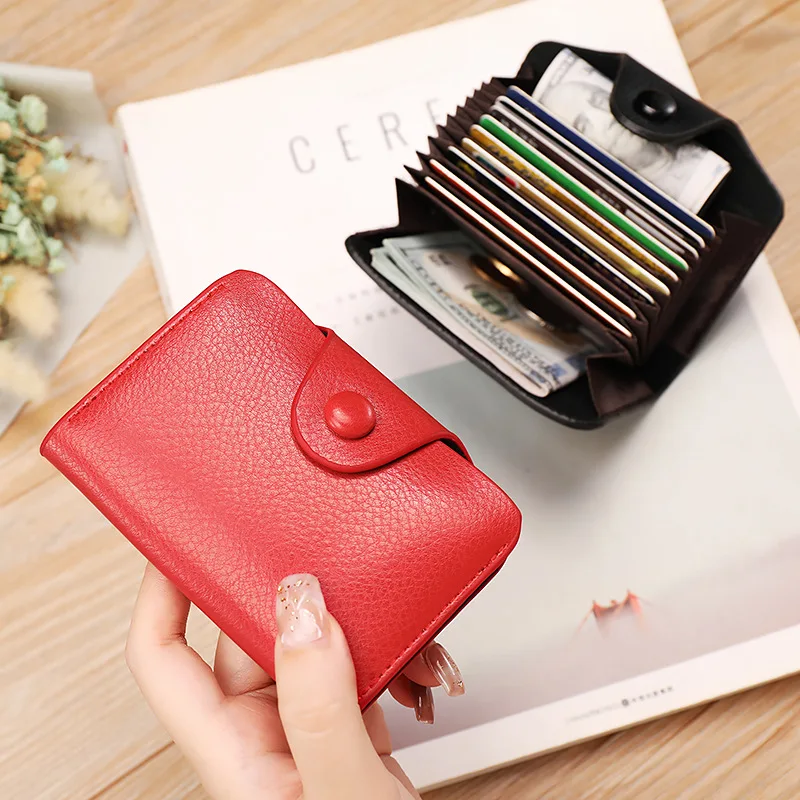 

MONNET CAUTHY 2022 New Bank Card Holder Casual PU Multi-card Slot Credit Card Holder Solid Color Brown Blue Black Red Coin Pouch