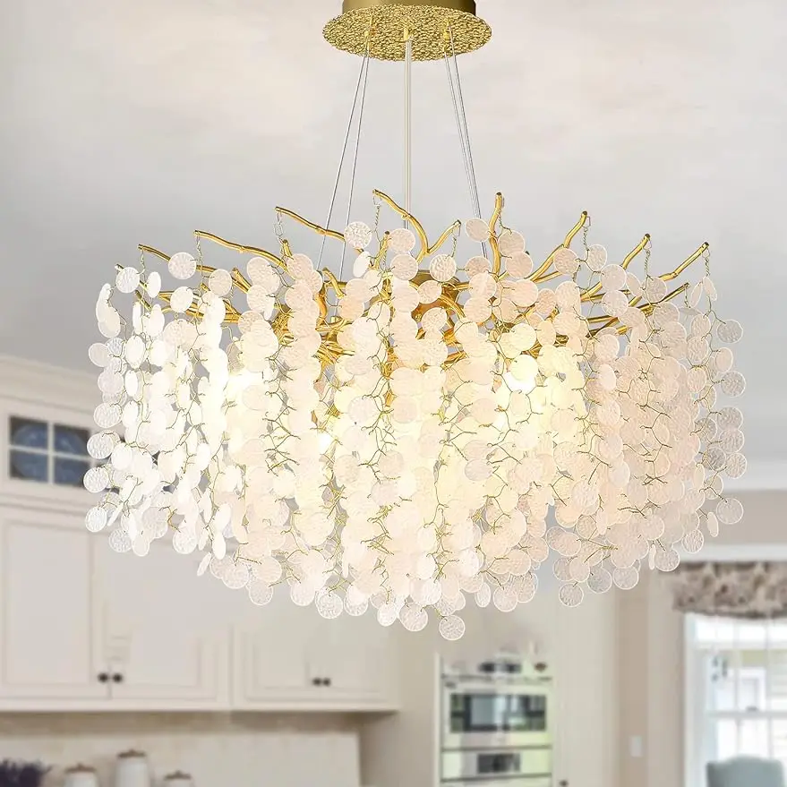 

Modern Crystal Tree Branch Chandelier,Gold Round Crystal Raindrop Pendant Light Kitchen Island,Living Room,Dining Room